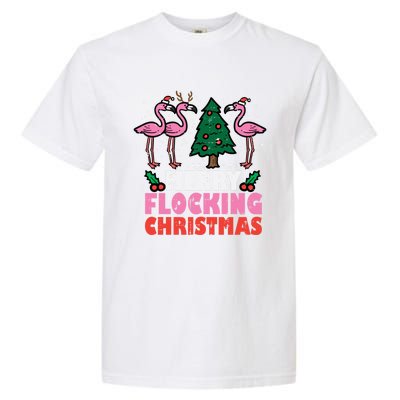 Flamingo Merry Flocking Christmas Funny Xmas Gift Garment-Dyed Heavyweight T-Shirt