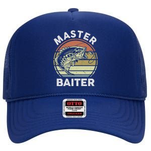 Fishinggift Masterbaiter Funny Fish Dad Grandpa Father Gift High Crown Mesh Back Trucker Hat