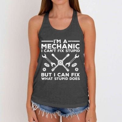 Funny Mechanic For Dad Car Auto Diesel Automobile Garage Women's Knotted Racerback Tank