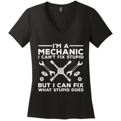 Funny Mechanic For Dad Car Auto Diesel Automobile Garage Women's V-Neck T-Shirt