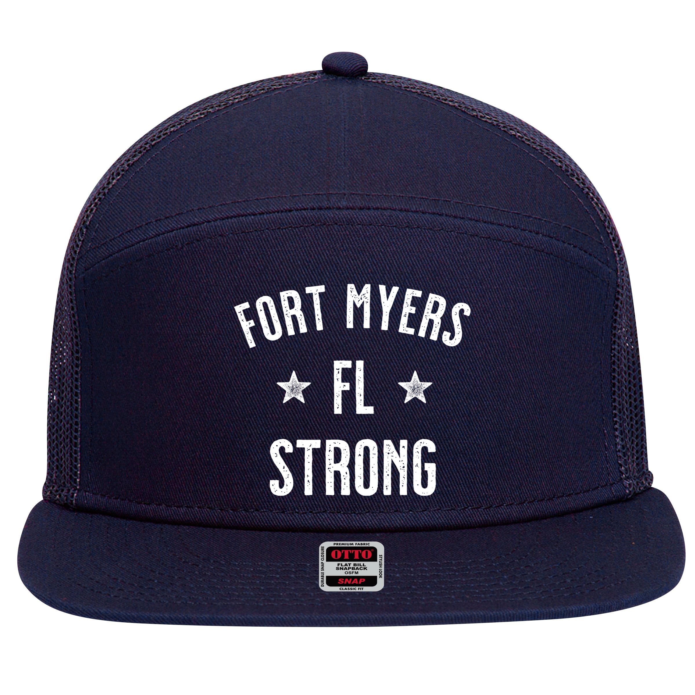Fort Myers Florida Strong 7 Panel Mesh Trucker Snapback Hat