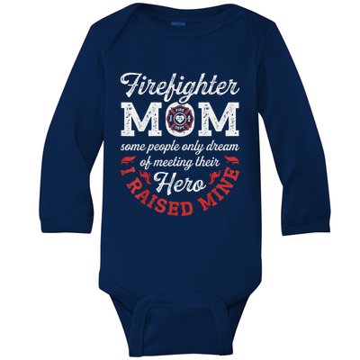 Firefighter Mom Fire Proud Moms Mothers Day Vintage Meaningful Gift Baby Long Sleeve Bodysuit