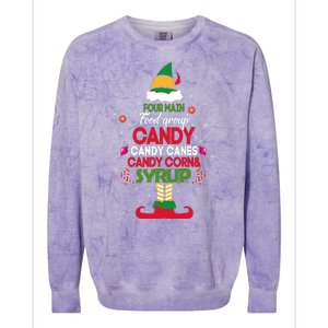 Four Main Food Groups Candy Canes Candy Corns Syrup Elf Colorblast Crewneck Sweatshirt