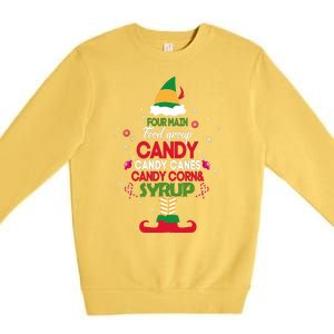 Four Main Food Groups Candy Canes Candy Corns Syrup Elf Premium Crewneck Sweatshirt