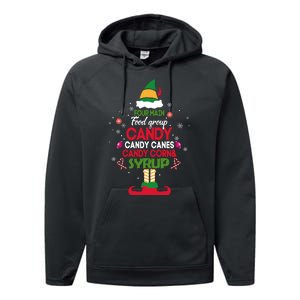 Four Main Food Groups Candy Canes Candy Corns Syrup Elf Performance Fleece Hoodie