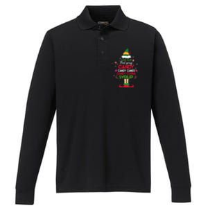 Four Main Food Groups Candy Canes Candy Corns Syrup Elf Performance Long Sleeve Polo