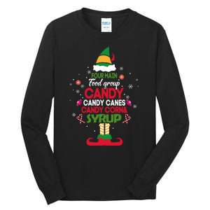 Four Main Food Groups Candy Canes Candy Corns Syrup Elf Tall Long Sleeve T-Shirt