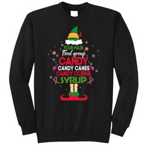 Four Main Food Groups Candy Canes Candy Corns Syrup Elf Tall Sweatshirt