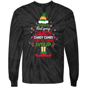 Four Main Food Groups Candy Canes Candy Corns Syrup Elf Tie-Dye Long Sleeve Shirt