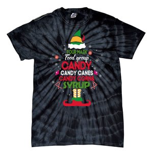 Four Main Food Groups Candy Canes Candy Corns Syrup Elf Tie-Dye T-Shirt