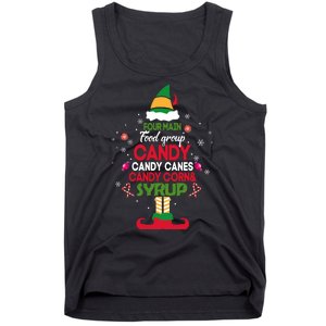 Four Main Food Groups Candy Canes Candy Corns Syrup Elf Tank Top