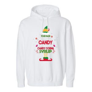 Four Main Food Groups Candy Canes Candy Corns Syrup Elf Garment-Dyed Fleece Hoodie