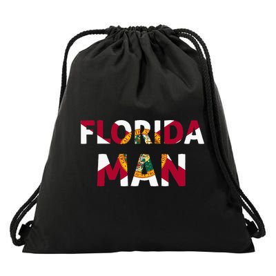 Florida Man & Florida State Flag Drawstring Bag