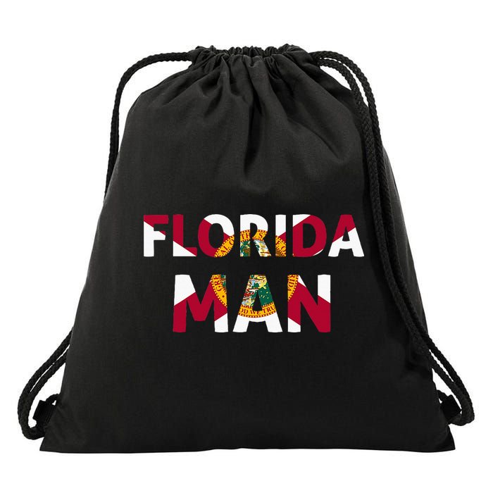 Florida Man & Florida State Flag Drawstring Bag