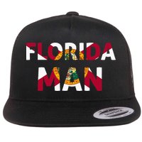 Florida Man & Florida State Flag Flat Bill Trucker Hat