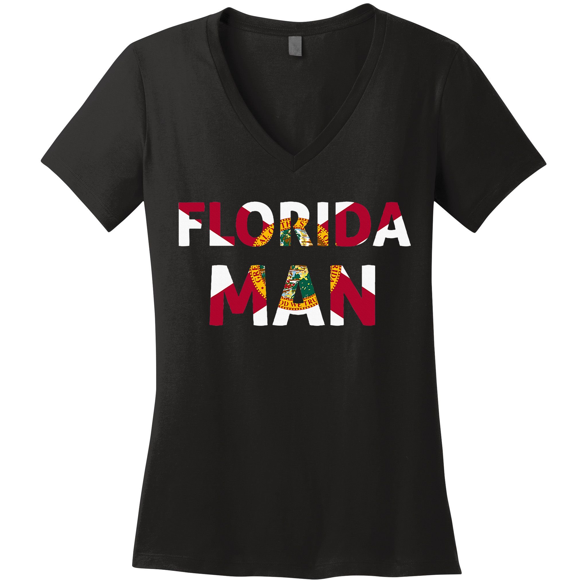Florida Man & Florida State Flag Women's V-Neck T-Shirt