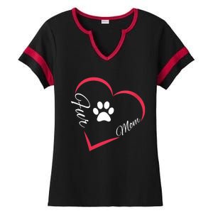 Fur Mom Fur Life With A Paw Print Design For Pet Lovers Ladies Halftime Notch Neck Tee