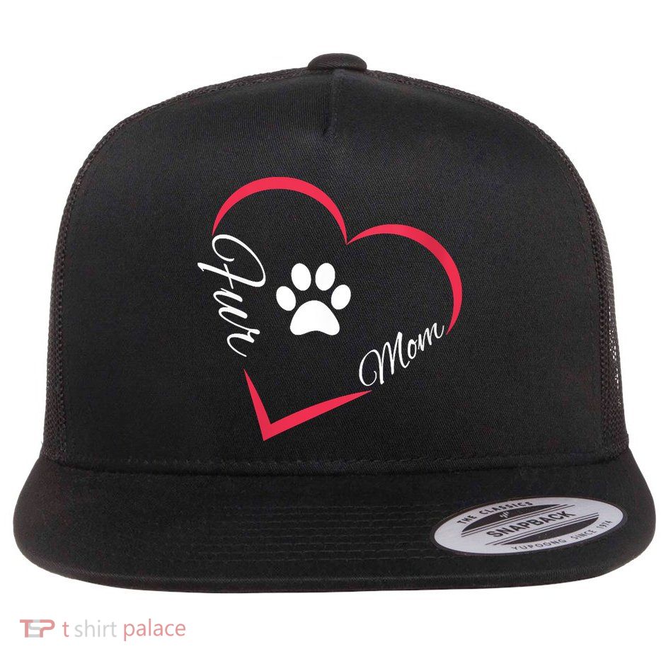 Fur Mom Fur Life With A Paw Print Design For Pet Lovers Flat Bill Trucker Hat