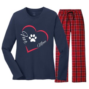 Fur Mom Fur Life With A Paw Print Design For Pet Lovers Women's Long Sleeve Flannel Pajama Set 