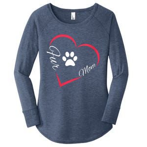 Fur Mom Fur Life With A Paw Print Design For Pet Lovers Women's Perfect Tri Tunic Long Sleeve Shirt