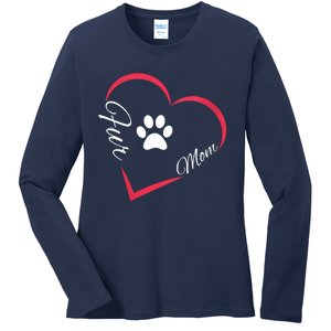 Fur Mom Fur Life With A Paw Print Design For Pet Lovers Ladies Long Sleeve Shirt