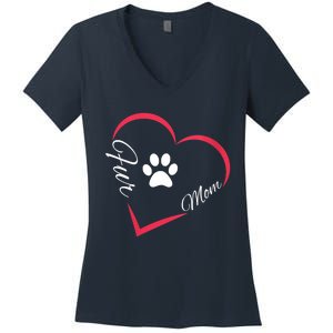 Fur Mom Fur Life With A Paw Print Design For Pet Lovers Women's V-Neck T-Shirt