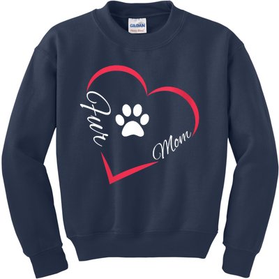 Fur Mom Fur Life With A Paw Print Design For Pet Lovers Kids Sweatshirt