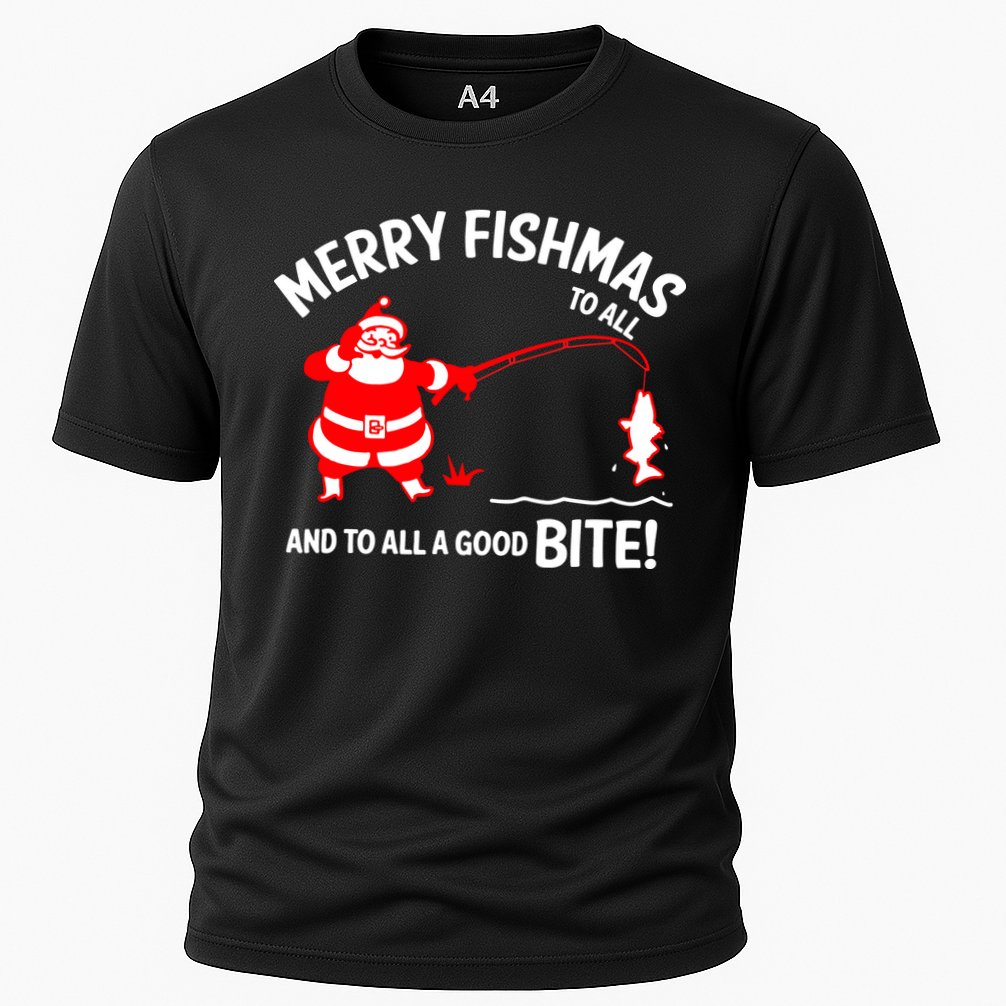 Funny Merry Fishmas Funny Fish Fishing Fisherman Christmas Xmas Gift Cooling Performance Crew T-Shirt