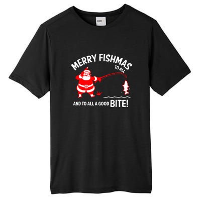 Funny Merry Fishmas Funny Fish Fishing Fisherman Christmas Xmas Gift Tall Fusion ChromaSoft Performance T-Shirt