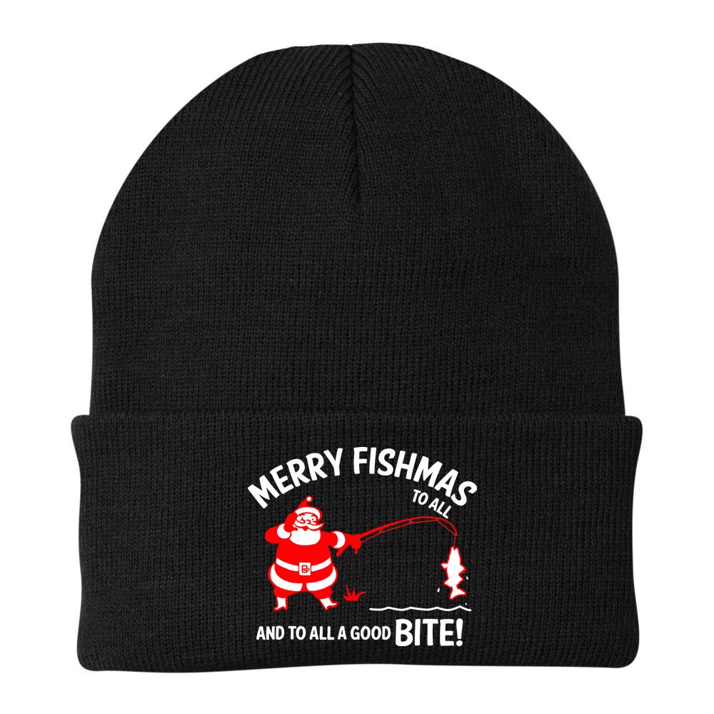Funny Merry Fishmas Funny Fish Fishing Fisherman Christmas Xmas Gift Beanie