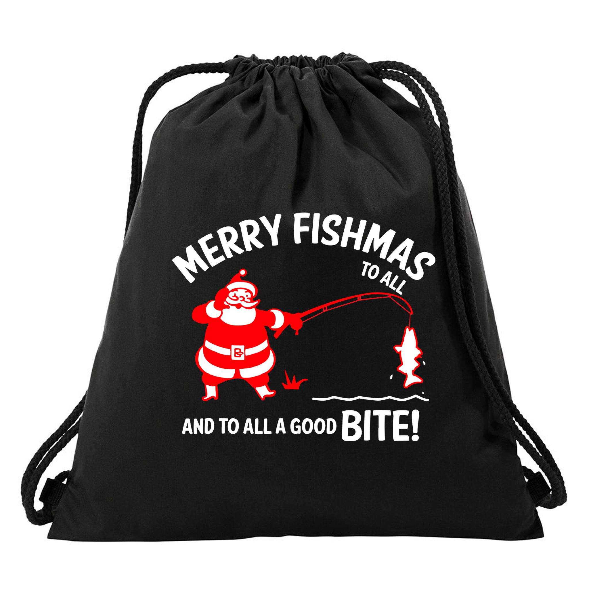 Funny Merry Fishmas Funny Fish Fishing Fisherman Christmas Xmas Gift Drawstring Bag