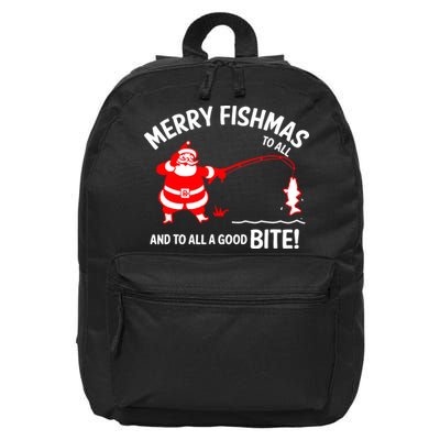 Funny Merry Fishmas Funny Fish Fishing Fisherman Christmas Xmas Gift 16 in Basic Backpack