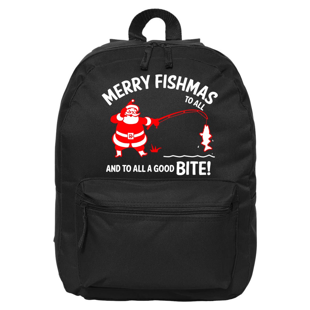 Funny Merry Fishmas Funny Fish Fishing Fisherman Christmas Xmas Gift 16 in Basic Backpack
