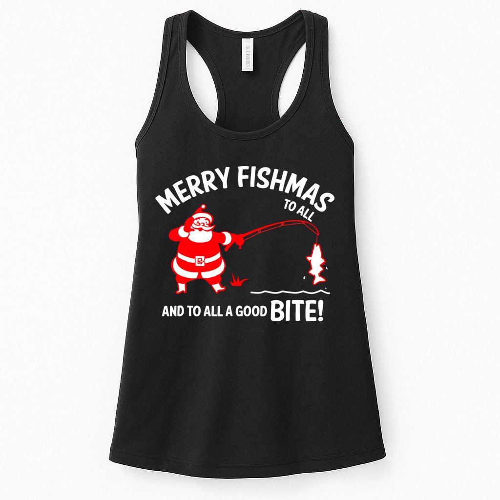 Funny Merry Fishmas Funny Fish Fishing Fisherman Christmas Xmas Gift Womens Tank Top