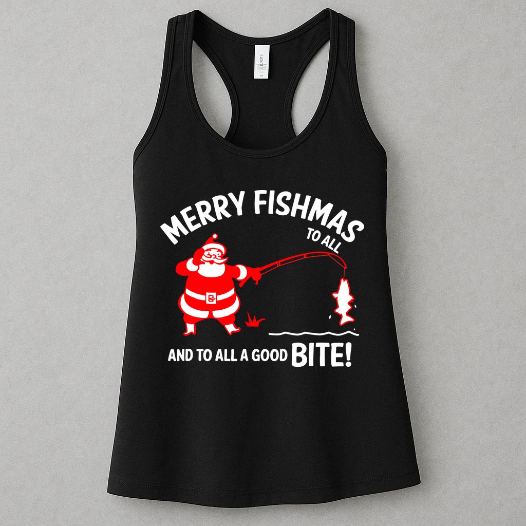 Funny Merry Fishmas Funny Fish Fishing Fisherman Christmas Xmas Gift Womens Tank Top