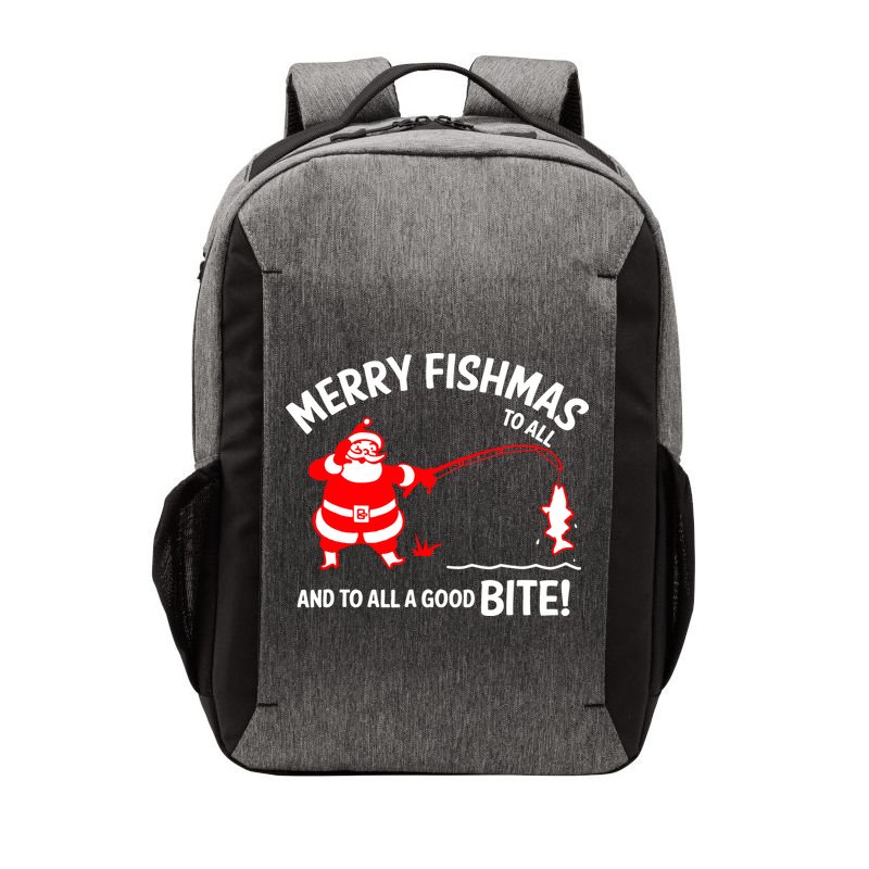Funny Merry Fishmas Funny Fish Fishing Fisherman Christmas Xmas Gift Vector Backpack