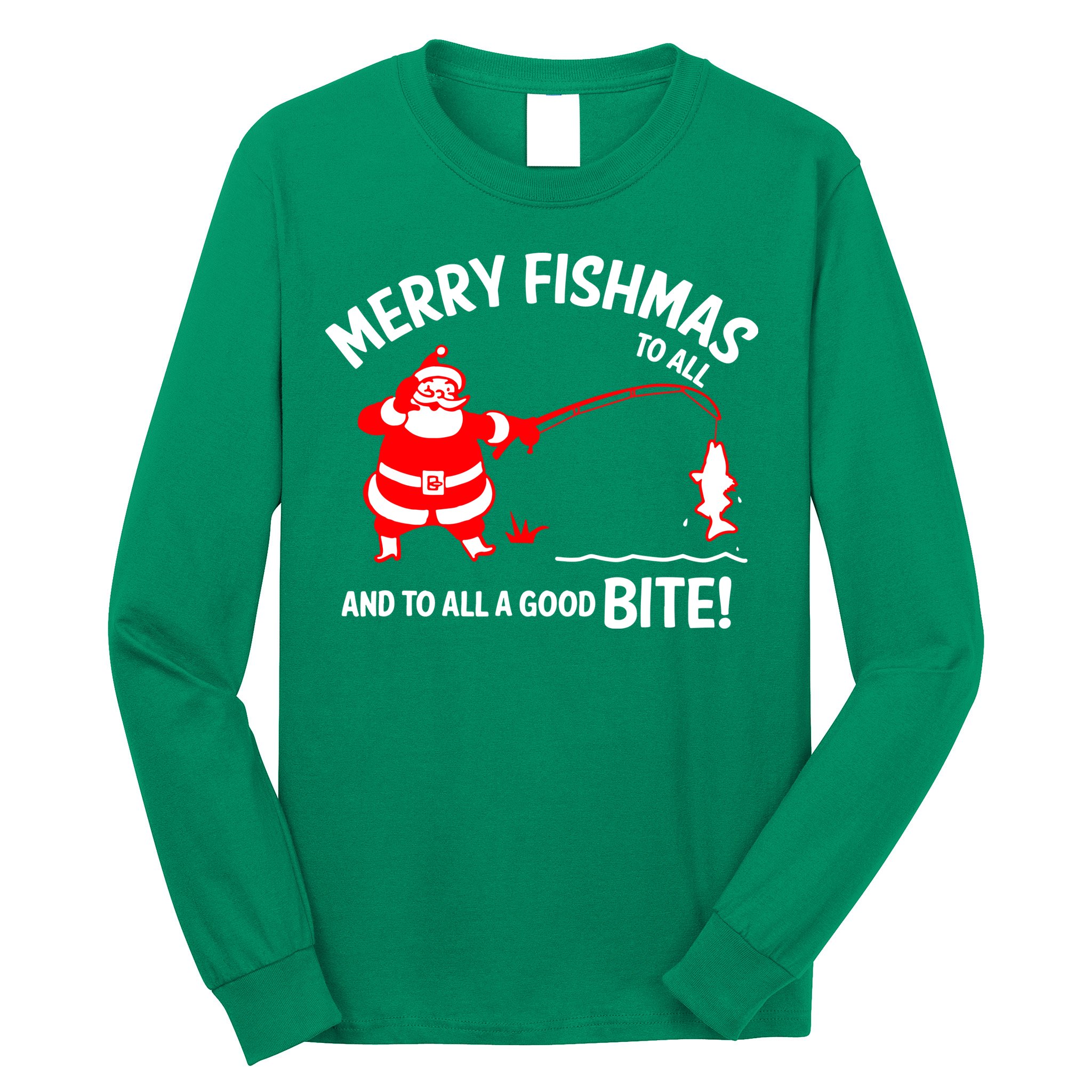 Funny Merry Fishmas Funny Fish Fishing Fisherman Christmas Xmas Gift Long Sleeve Shirt