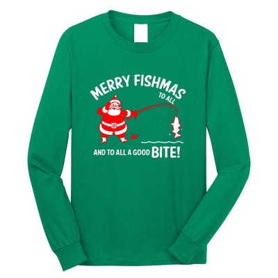 Funny Merry Fishmas Funny Fish Fishing Fisherman Christmas Xmas Gift Long Sleeve Shirt