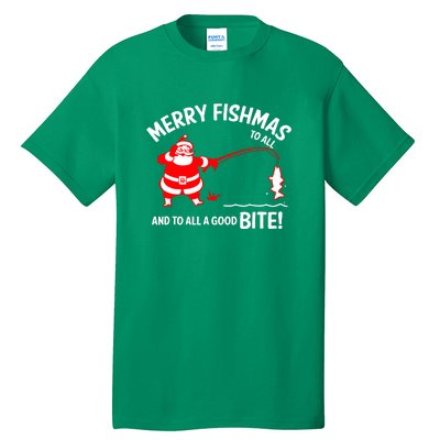 Funny Merry Fishmas Funny Fish Fishing Fisherman Christmas Xmas Gift Tall T-Shirt