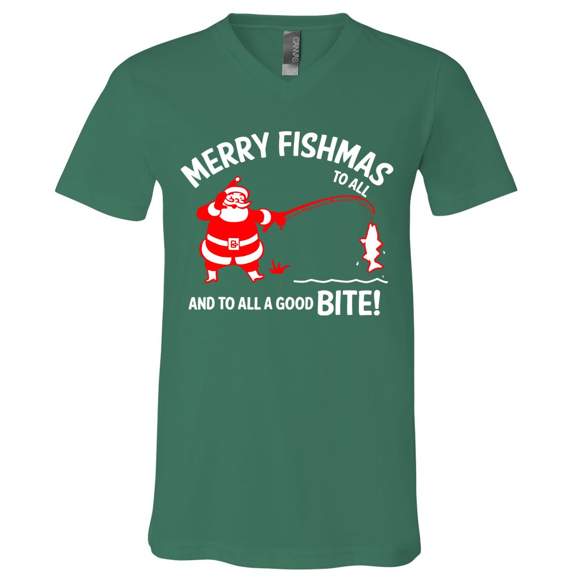 Funny Merry Fishmas Funny Fish Fishing Fisherman Christmas Xmas Gift V-Neck T-Shirt