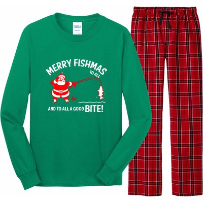 Funny Merry Fishmas Funny Fish Fishing Fisherman Christmas Xmas Gift Long Sleeve Pajama Set