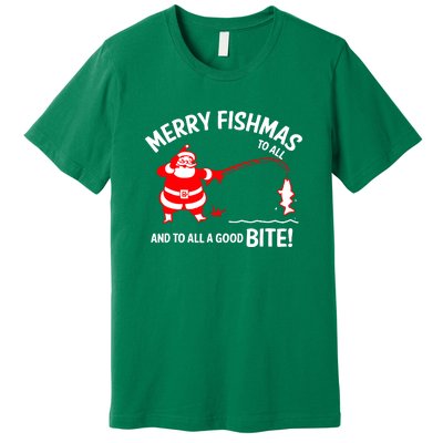 Funny Merry Fishmas Funny Fish Fishing Fisherman Christmas Xmas Gift Premium T-Shirt