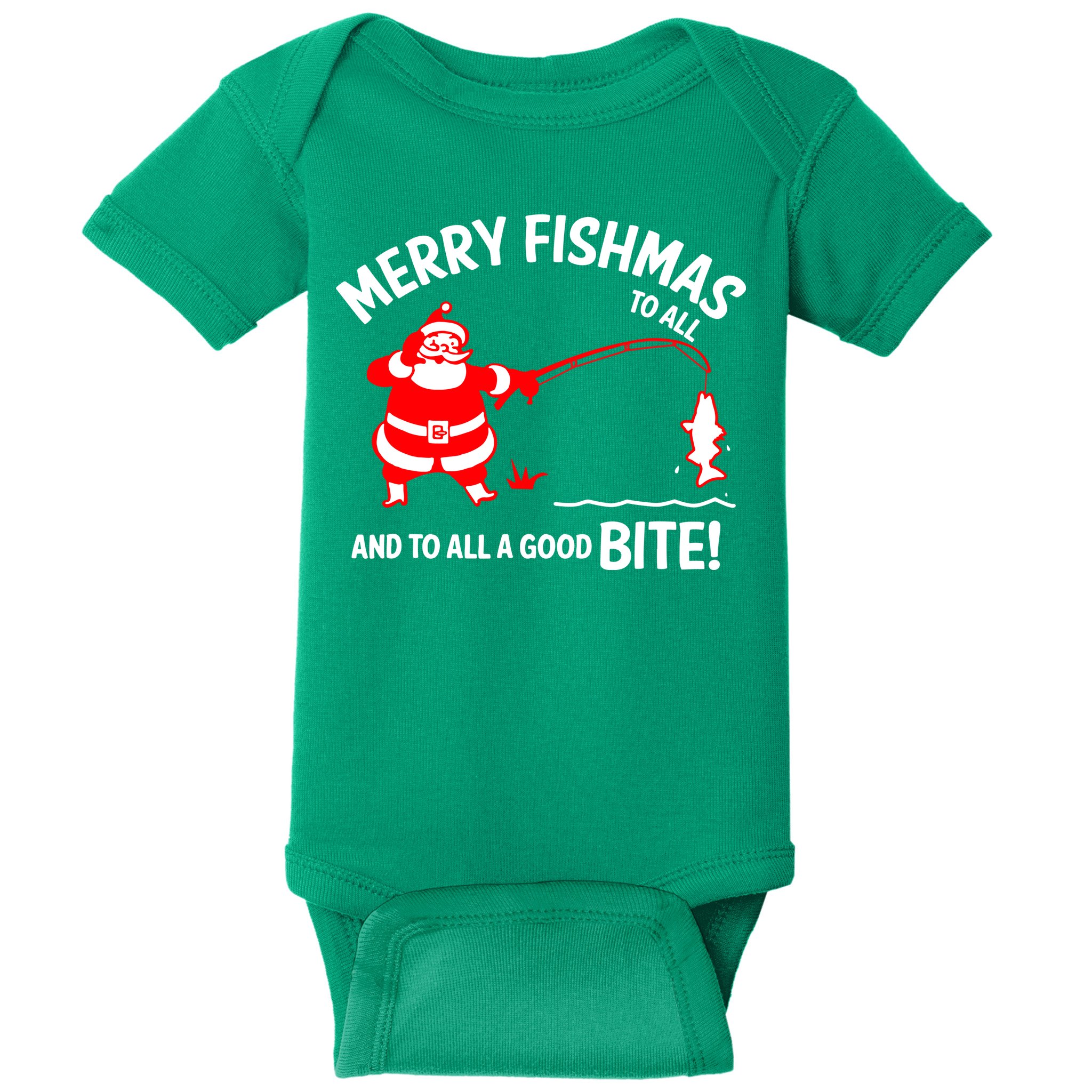 Funny Merry Fishmas Funny Fish Fishing Fisherman Christmas Xmas Gift Baby Bodysuit