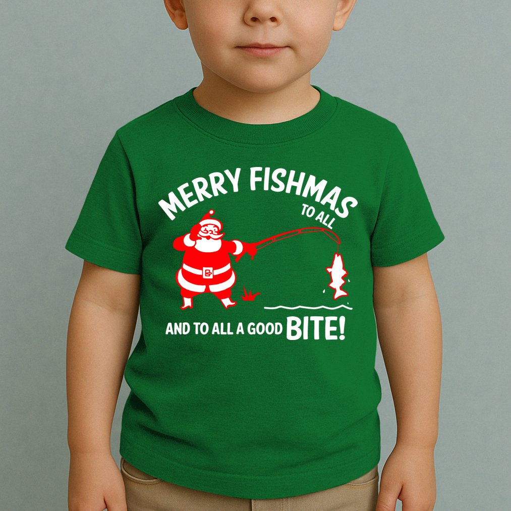 Funny Merry Fishmas Funny Fish Fishing Fisherman Christmas Xmas Gift Toddler T-Shirt
