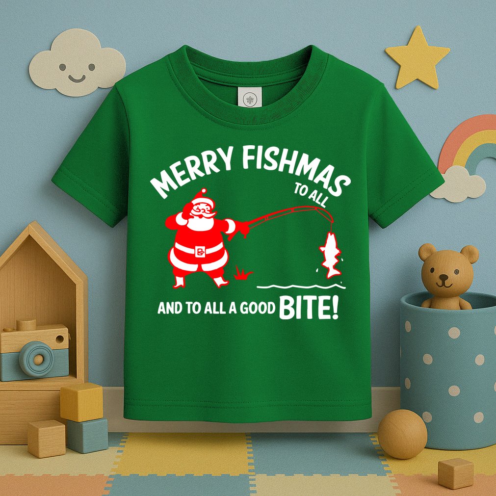 Funny Merry Fishmas Funny Fish Fishing Fisherman Christmas Xmas Gift Toddler T-Shirt