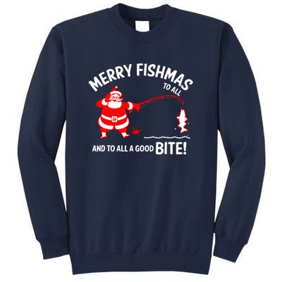 Funny Merry Fishmas Funny Fish Fishing Fisherman Christmas Xmas Gift Tall Sweatshirt