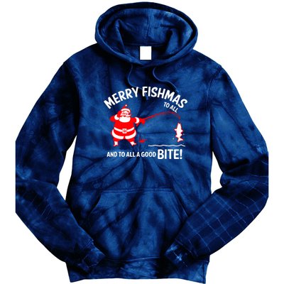 Funny Merry Fishmas Funny Fish Fishing Fisherman Christmas Xmas Gift Tie Dye Hoodie