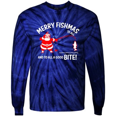 Funny Merry Fishmas Funny Fish Fishing Fisherman Christmas Xmas Gift Tie-Dye Long Sleeve Shirt