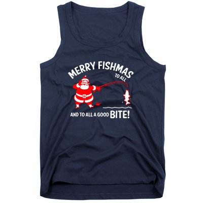 Funny Merry Fishmas Funny Fish Fishing Fisherman Christmas Xmas Gift Tank Top