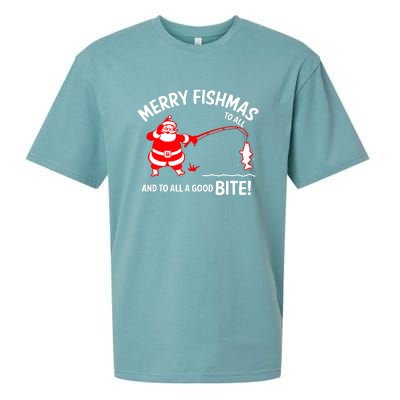 Funny Merry Fishmas Funny Fish Fishing Fisherman Christmas Xmas Gift Sueded Cloud Jersey T-Shirt